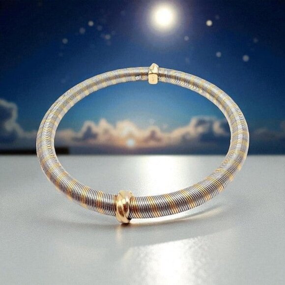 Authentic Vintage Cartier 18k Yellow Gold + Steel Bangle Trinity Bracelet - Picture 2 of 11